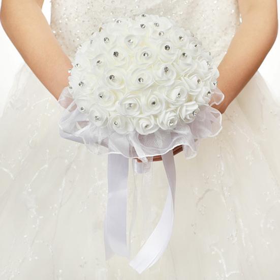 Exquisite Bouquet Flower Soft Ribbon Faux Silk Flower Stylish Bright-colored Holding Flower for Engagement