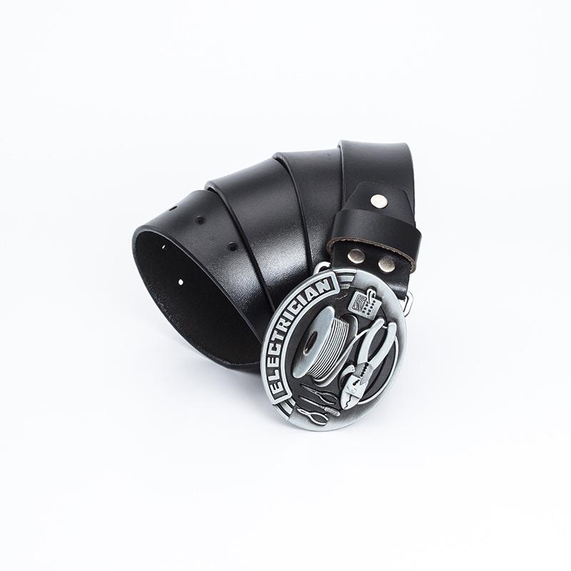 Men's Fashion Cowhide Leather Belt - Retro Buckle, European-American Style, Casual Jeans Accessory