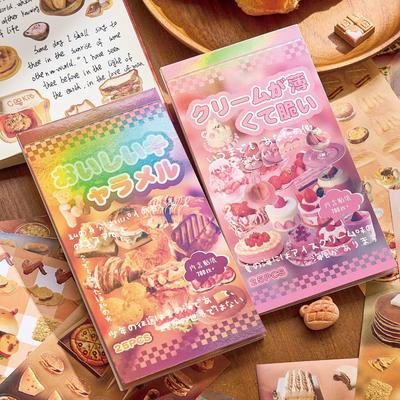 25 Pcs Japanese Snack Die-Cut Sticker Book, Showa Retro Theme, DIY Journal Collage Supplies