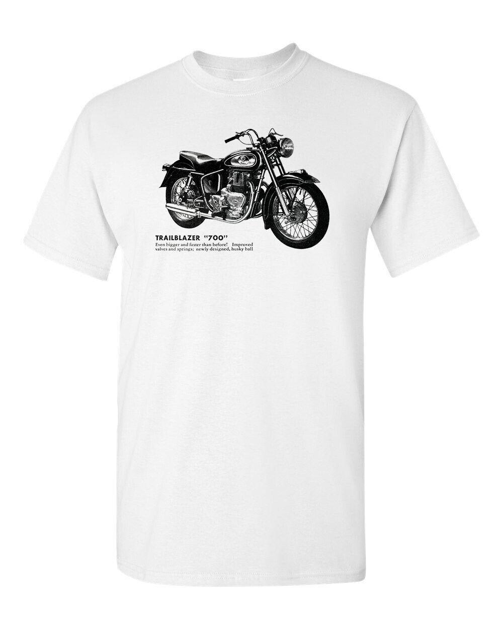 Motorcycle Tee T Shirt White 100% Cotton Vtg Art Retro Trailblazer 500 XXXXL