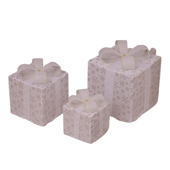 Christmas Light Gift Box Ornaments Set Holiday Cheer Glowing Lights Festive Holiday Tabletop Mantel Party Decor for Indoor Outdoor