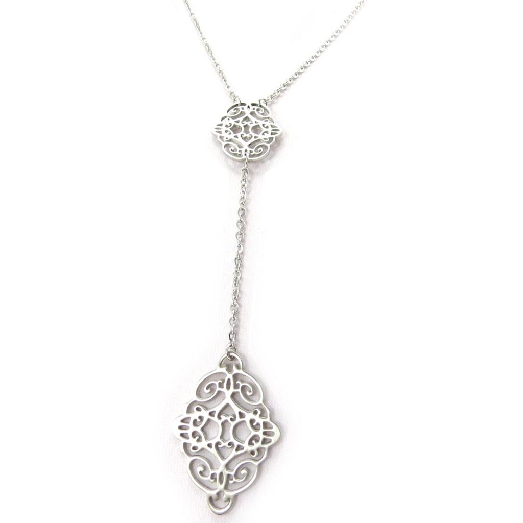 Les Trésors De Lily [K4164] - Silver 'Carmen' Steel Necklace - 11.5x2. 7cm