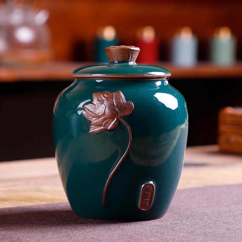 Flower Pattern Tea Box Porcelain Tea Caddy For Kitchen Decor Portable Sealed Jar Moisture-Proof Coffee Canister Tea Accessories