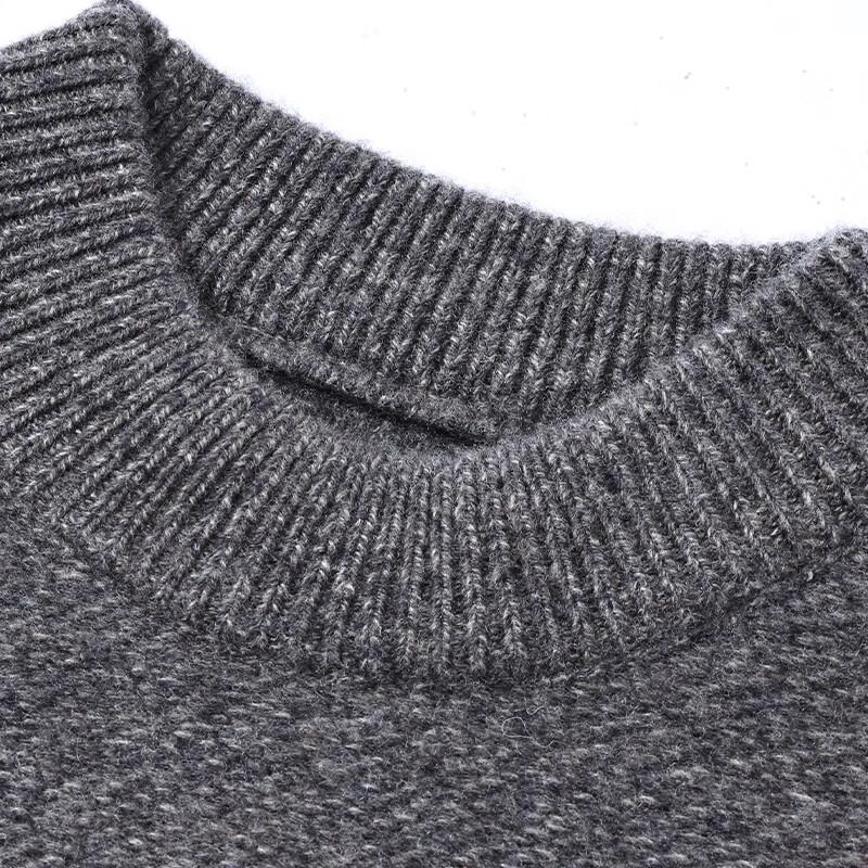 Hengyuanxiang Men's Thick Pullover Round Neck Wool Blend Sweater