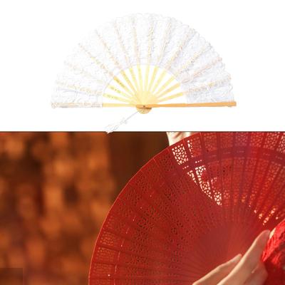 Chinese Foldable Fan Decoration Retro Lace for Performance Dancing Party