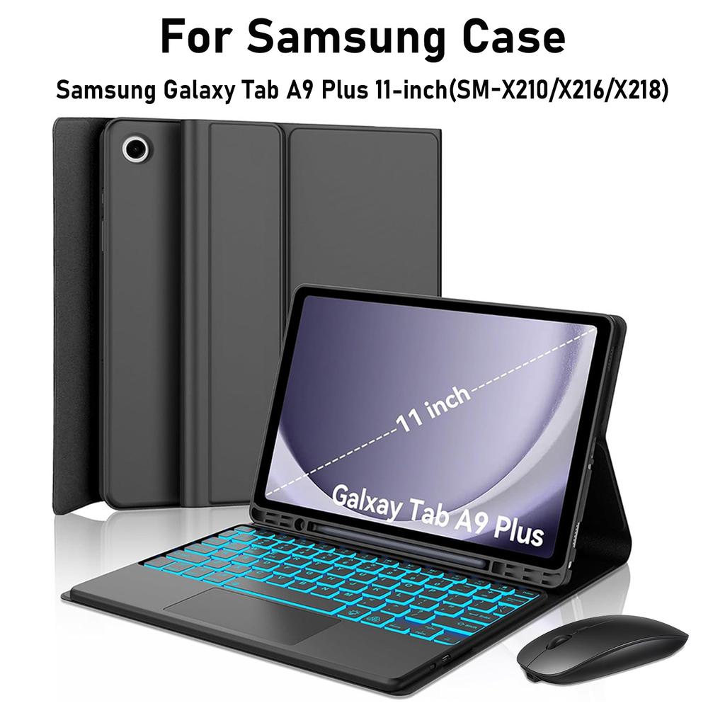 For Samsung Galaxy Tab A9 Plus 11 inch Case, Keyboard Case for Samsung Galaxy Tab A9+ 11 inch SM-X210/X216/X218