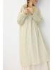 Women's Floral Print Lace-up Doll Collar Cotton Linen Long Sleeve Loose Plus Size Spring Dress