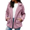 Ladies' Fashionable Lapel Long Sleeved Button With Pockets Plush Solid Color Jacket