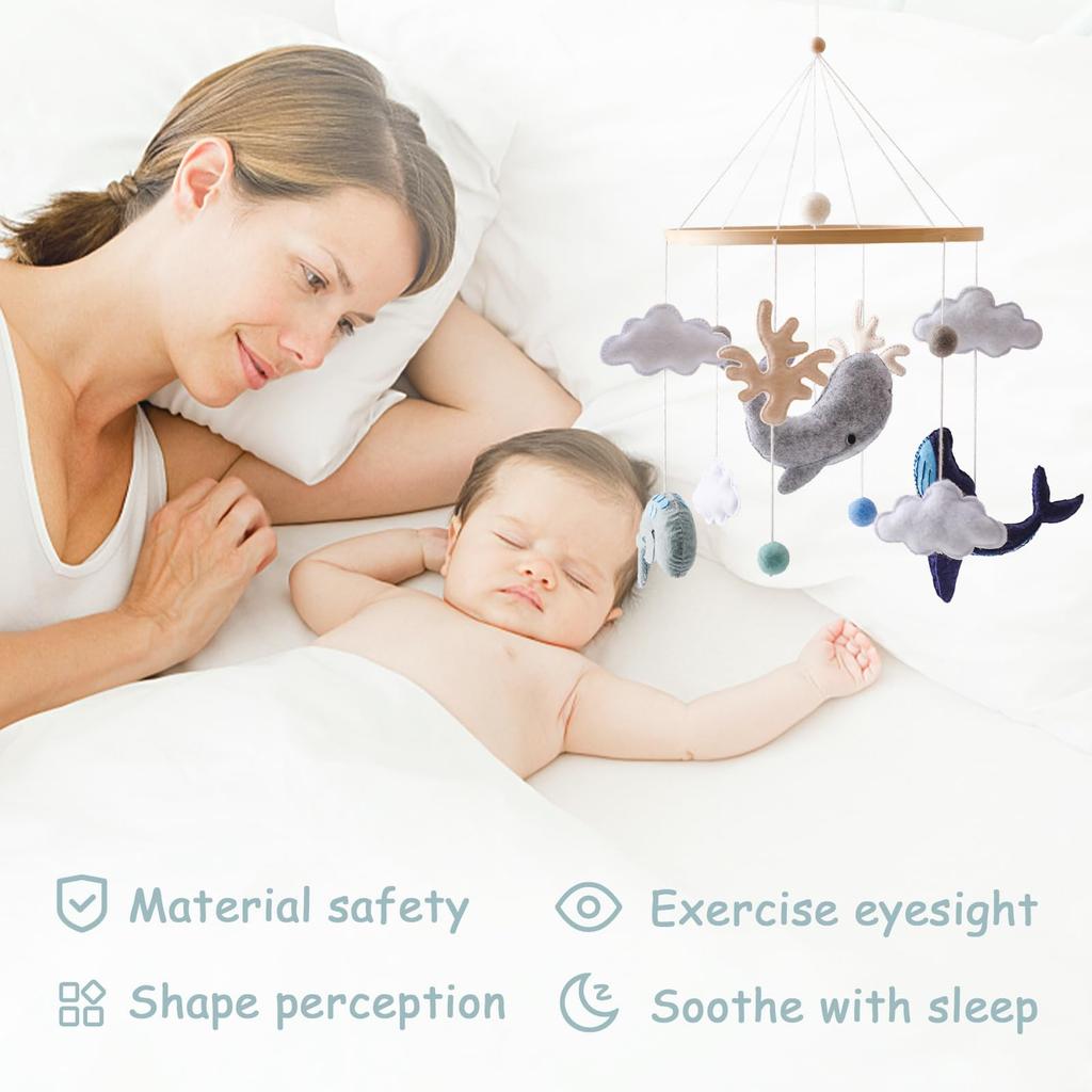 Dřevěná Vlněná Plstěná Postýlka Závěsná Postýlka Fotografie Dětský Pokoj Baby Shower Uklidňuje a Další Pojďme Mobil, Dekorace, Rekvizita, Dekorace, Dárek, Pláč,