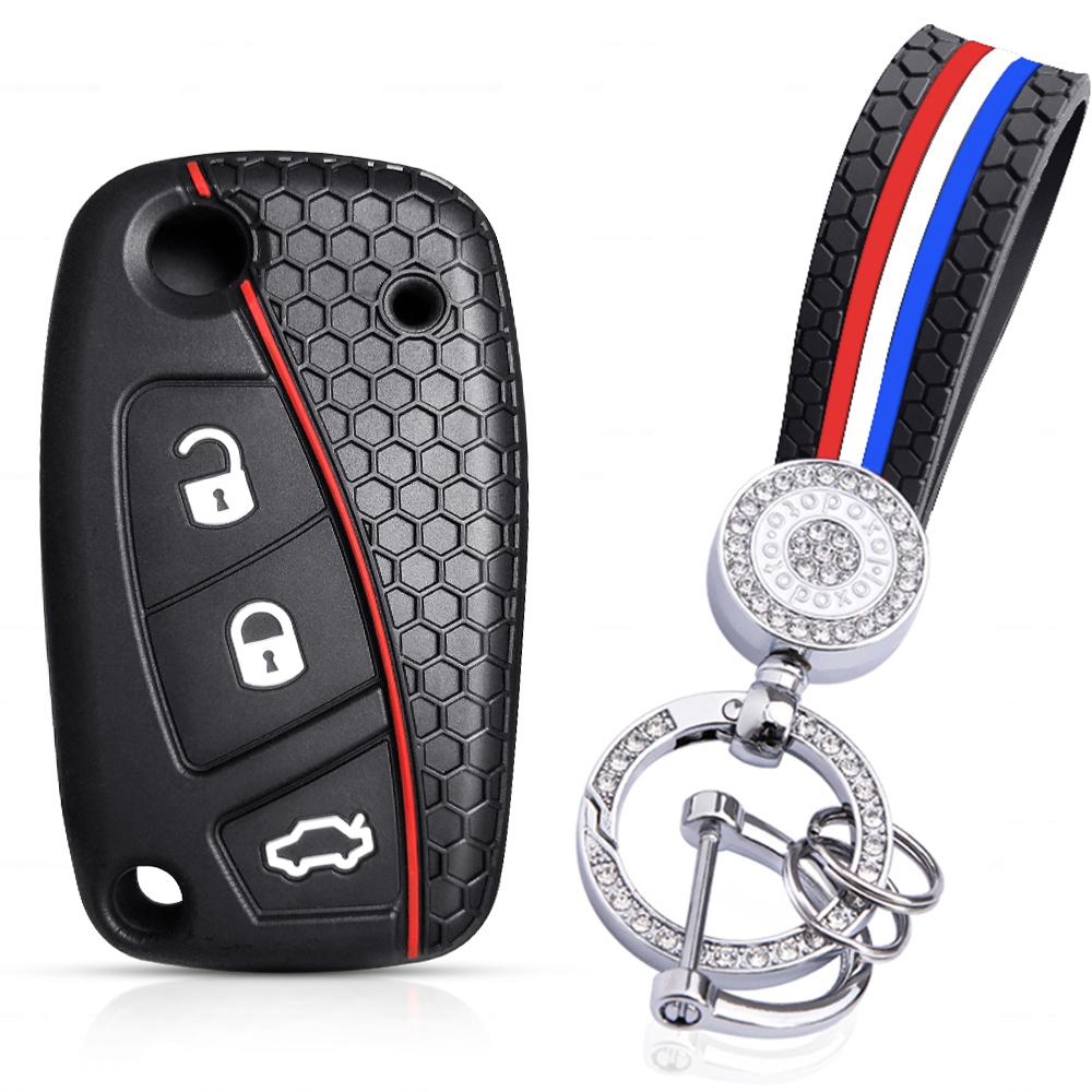 Silicone Key Cover Fob Shell Case For Fiat Panda Grande Punto Stilo Street Ka Urban Bravo Dot Ducato Doblo 500 Car Keychain
