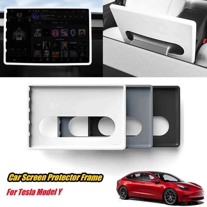 For Tesla Model Y Juniper Model 3 Highland Full Coverage Protective Frame Edge Cover Anti Scratch Silicone Screen Protector