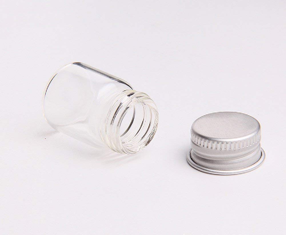 Hoshiumi Glass Miniature Glass Small Bottles for with Spiral Aluminum 22 x 40 7 Set of 10 Bottles, Bottles, Trinkets, Lids, Airtight, mm, ml,