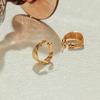 Vintage Metal Textured Gold Plated Multi Layer Circle C Shape Earrings