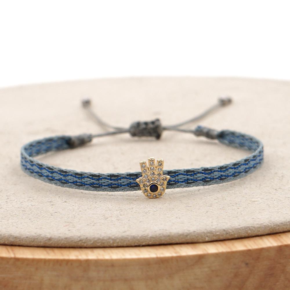 Retro Pattern Bohemian Spanish Court Hand-Woven Bracelet with Micro-Inlay