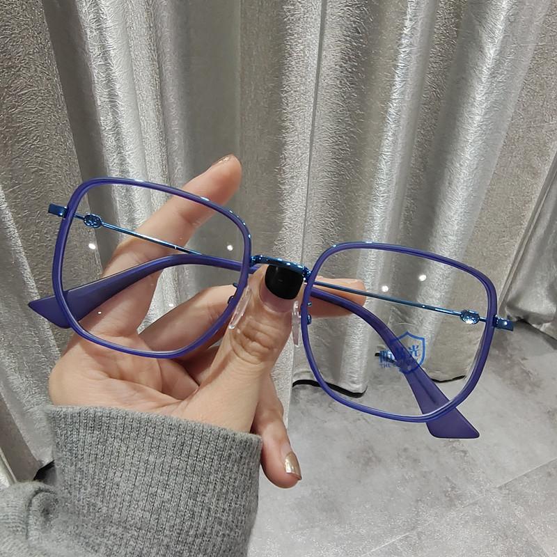 Large Square Frames Woman Spectacles Girl Fashion Transparent Blue-Ray Blocking Spectacles Anti-blue Light PC Eyeglasses