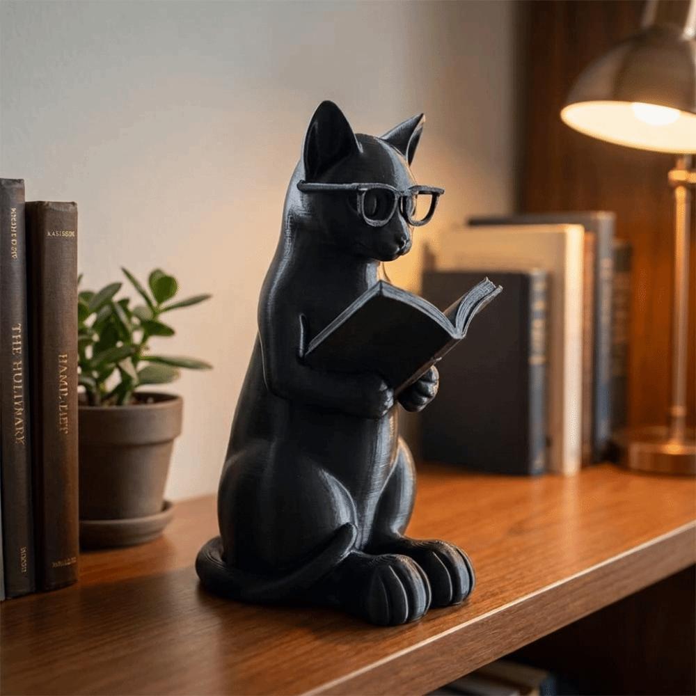 Artistic Cat Sculpture Plastic Glasses Cat Statue Cute Desktop Statue Desktop Decor