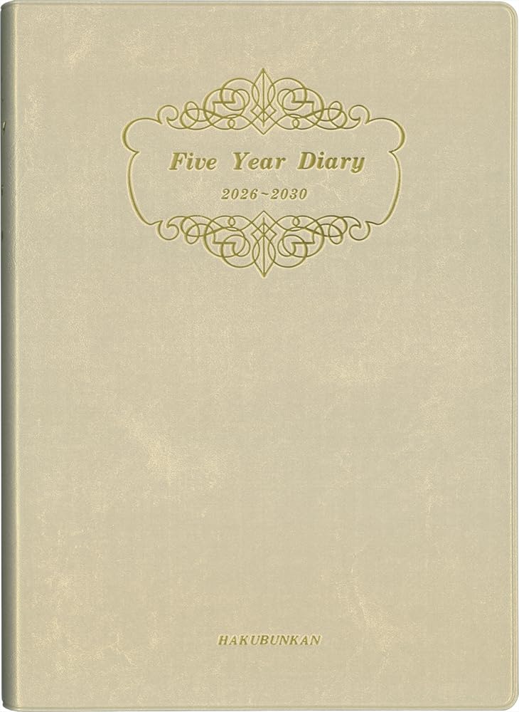 Hakubunkan Diary 2026 A5 Soft White Gold 265 January 5-Year Diary, No. (Starts 2026)