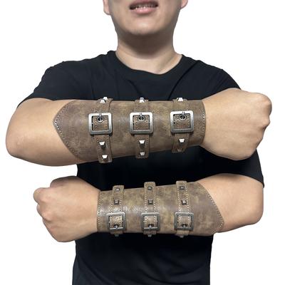 Mittelalterliche Gotische Rüstung Handgelenkschienen mit Nietendekor Punk Ritter Renaissance Piraten Ritter PU Schnür-Armband