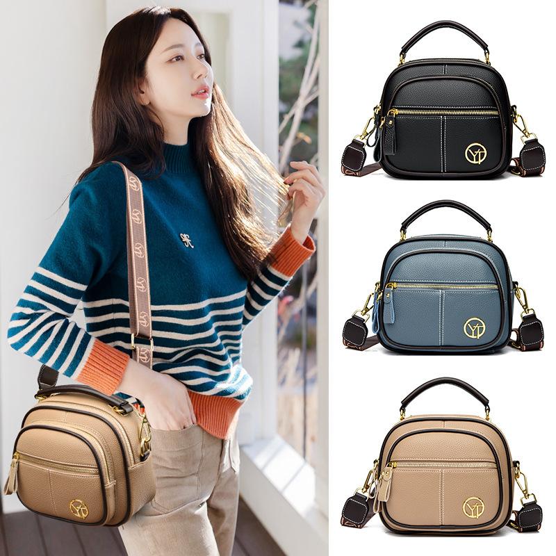 

Мягкая кожаная сумка, многослойная сумка, женская новая сумка через плечо для пожилых людей, женская сумка