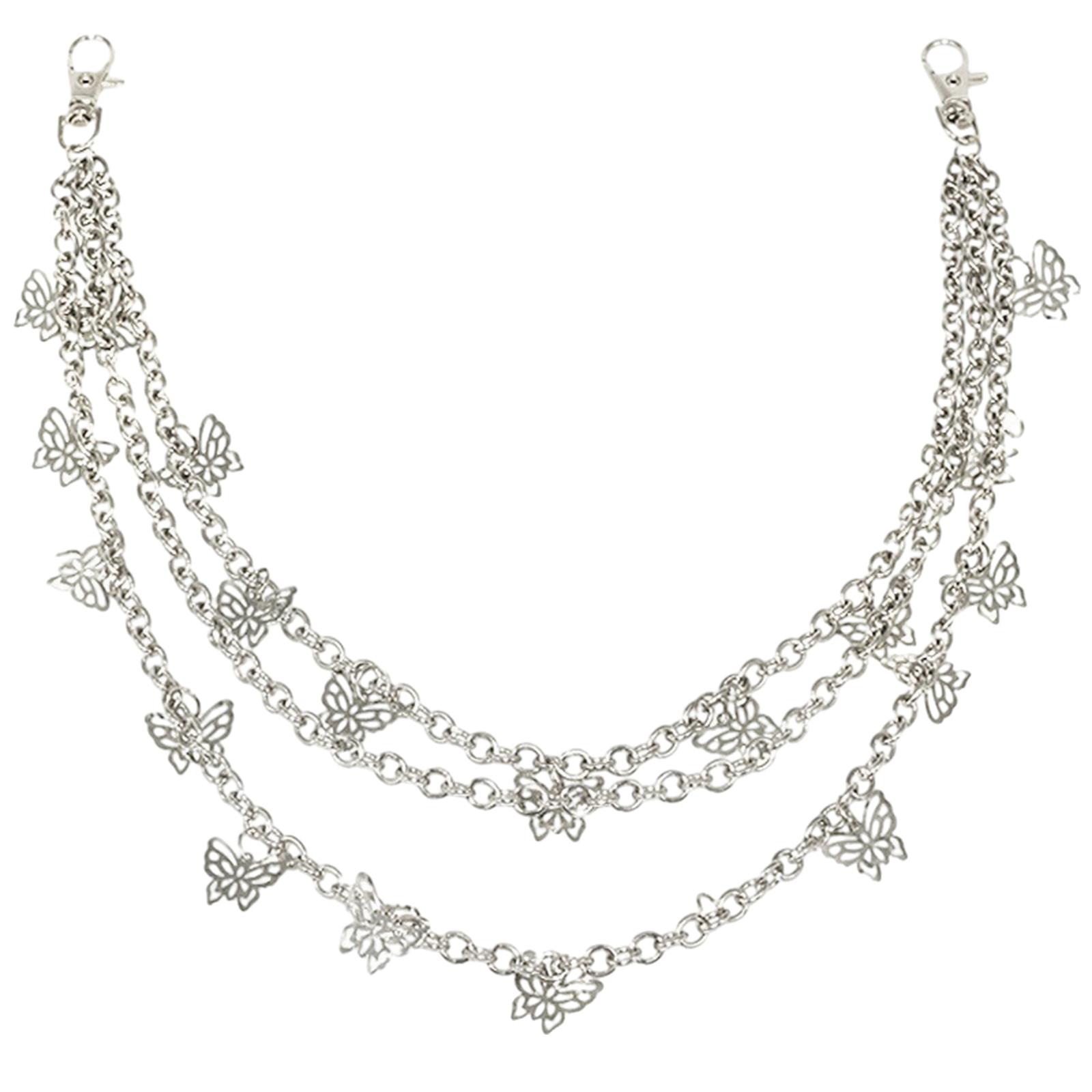 

Hiphop Pants Jeans Chain Hollow out Butterfly Trouser Chain Biker Heavy Thick Wallet Pocket Chain Body Jewelry for Girls разноцветный