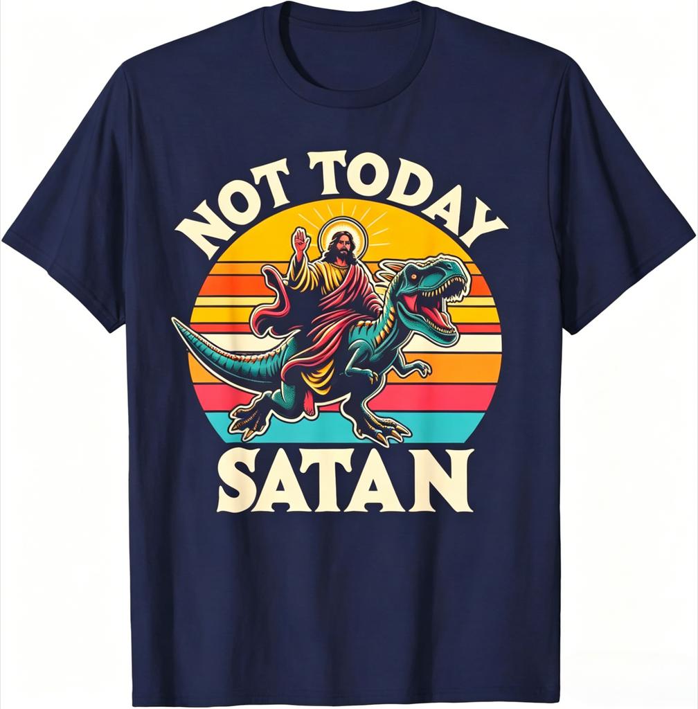 UnisexS Gothic Graphic TShirt  Not Today Jesus with Distressed Red Print Casual Tee for Outdoor Family Wear Gothi 2026 Summer