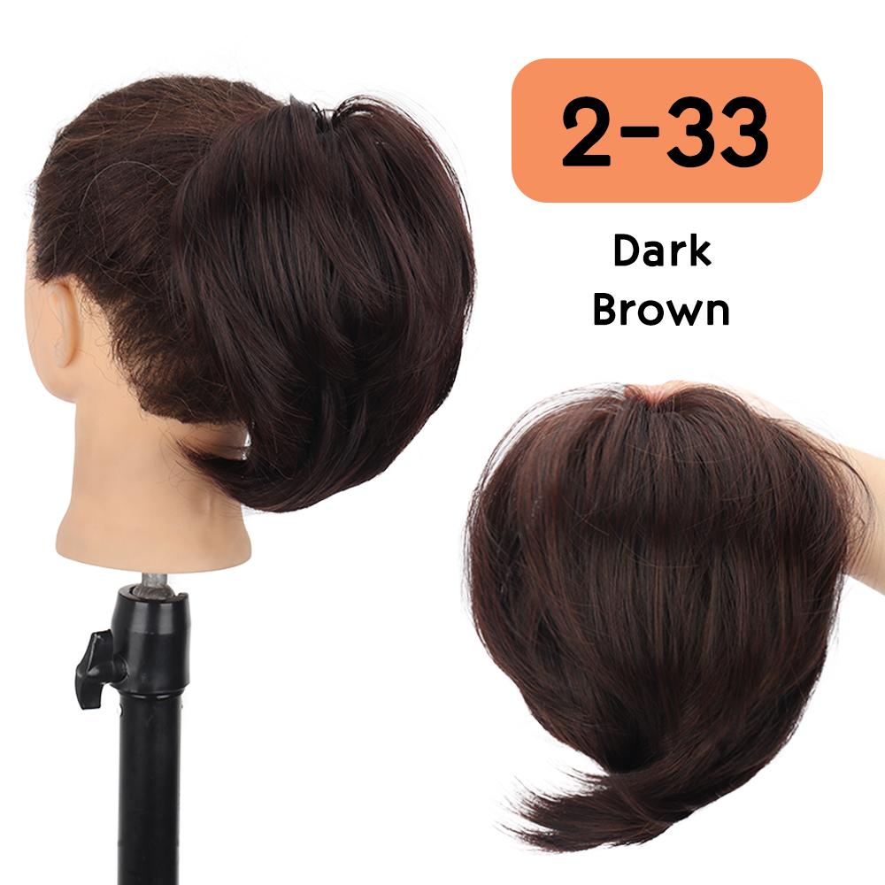 

XINRAN Synthetic Short Straight Bun Hair Extensions Elastic Donut Chignon Scrunchies Ponytail Hairpieces For Women Wear 20cm