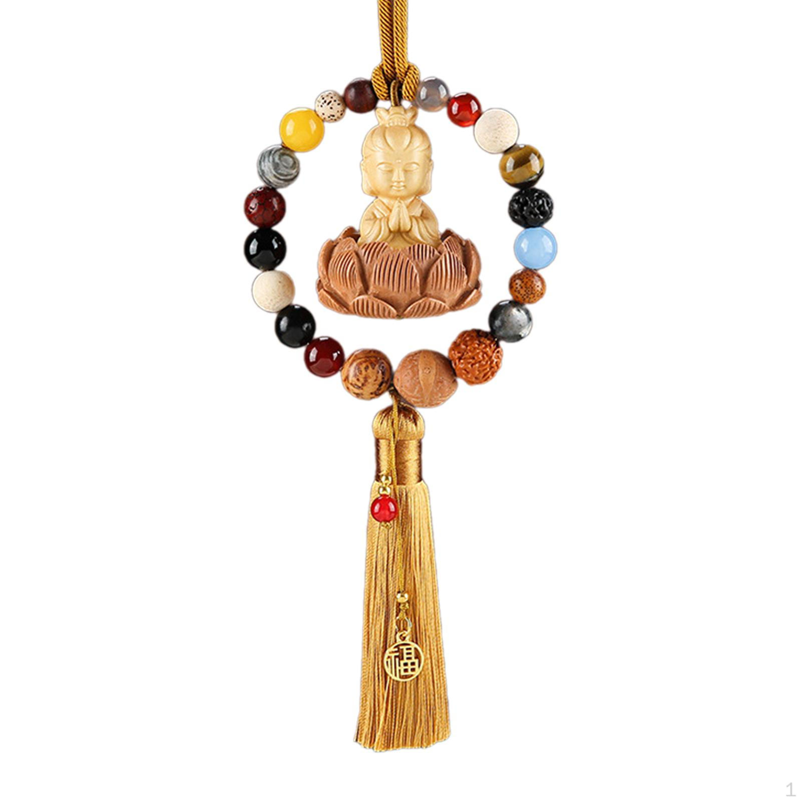

Статуя Будды автомобильный кулон висячий орнамент фэн-шуй декор авто интерьер болтаться универсальный вид сзади yellow tassels