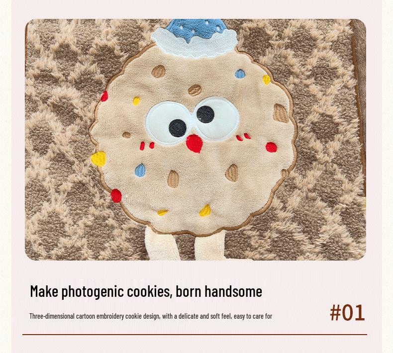 Cute Cookie Pillow Plush Toy & Air Conditioning Blanket - Perfect Nap & Sleep Gift for Kids or Girlfriend's Birthday
