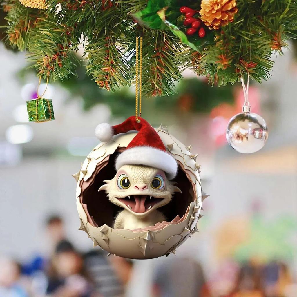 5 STÜCKE Festlicher Drache Baby Ei Weihnachtsbaum Anhänger Ornament Feiertagsornamente Charmante Cartoon Anhänger