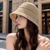 Summer Hollow Bucket Hat Women's Knitted Bucket Sunscreen Hat Woven Basin Hat Fashion Visor Versatile Sun Hat