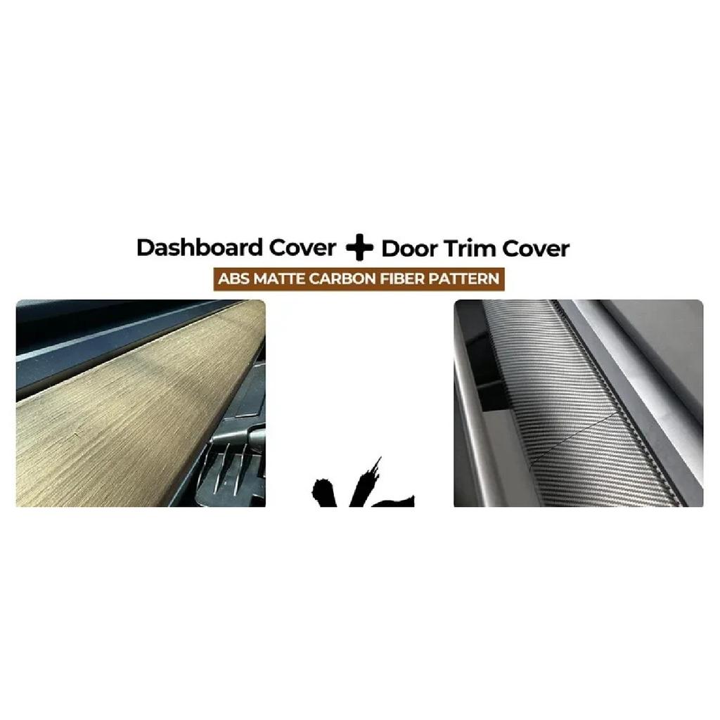 Car Dashboard Cover For Tesla Model 3 Y Door Dash Trim Panel Carbon Fibre ABS Interior Accessories Sticker 2021-2024 New