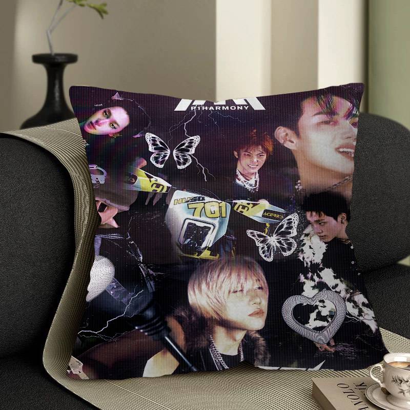 Anpassad P1Harmony KPOP 45*45cm Kuddfodral Kuddfodral Dekoration Kuddfodral Hem Kuddfodral för Soffkudde