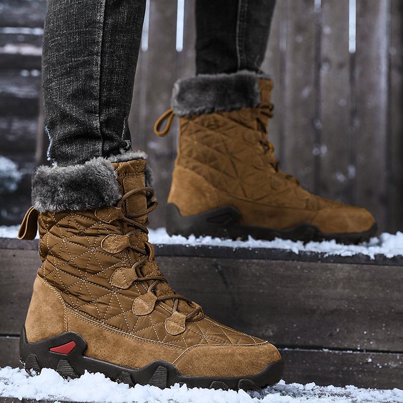 Men Winter Snow Boots Super Warm Men Hiking Boots High Quality Waterproof Leather Men's Boots Outdoor High Top Motorcycle Boots