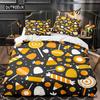 Halloween King Queen Duvet Cover Kawaii Cartoon Skull Bedding Set Kids Boys Orange Pumpkin Skeleton 2/3pcs Polyester Quilt Cover