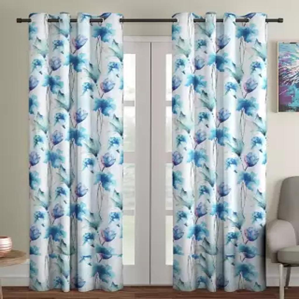 Green Flower Printing Cloth Curtains For Kids Boy Girl Bedroom Living Room Blue/Pink Cortinas Custom Made Drape Custom