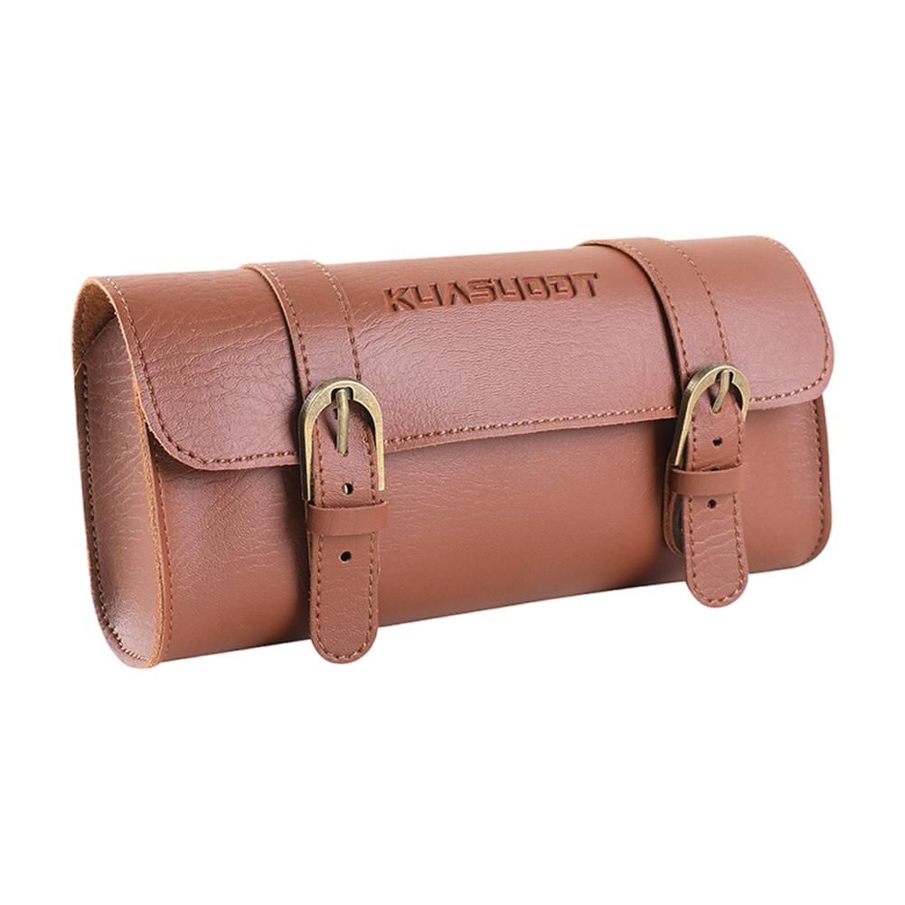 

Motorcycle Saddle Storage Bag Leather Bicycle Front Fork Tail Tool Bag Large Capacity Riding Vintage Bike Bag Bike Accessories коричневий