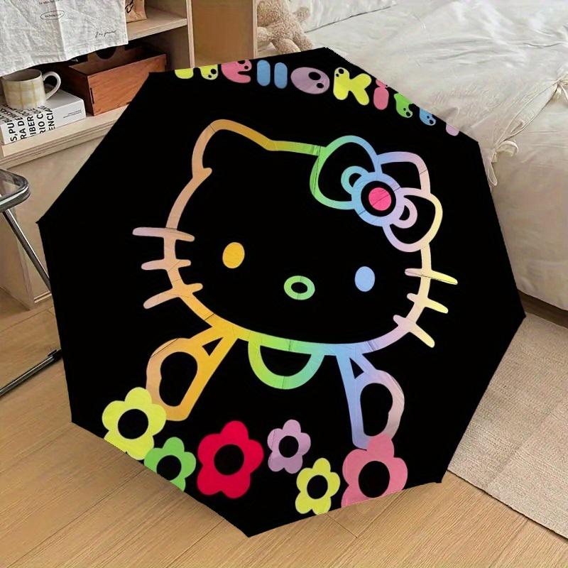 1pc Hello Kitty Rainbow Flowers Umbrella with Plastic Handle,Suitable for All Seasons Home Travel Outdoor UmbrellaSanlio560
