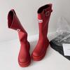 Thick-soled Non-slip Tall Red Rain Boots 2025 Outdoor Camping Rain Shoes But Knee Travel Boots Knight Boots