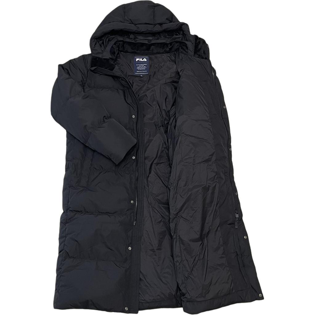 Fila Uformell Løs Glidelås Bokstavtrykk Hette Dunjakke Uten Logo Unisex Yttertøy Svart FS2DJG4104X-BBK