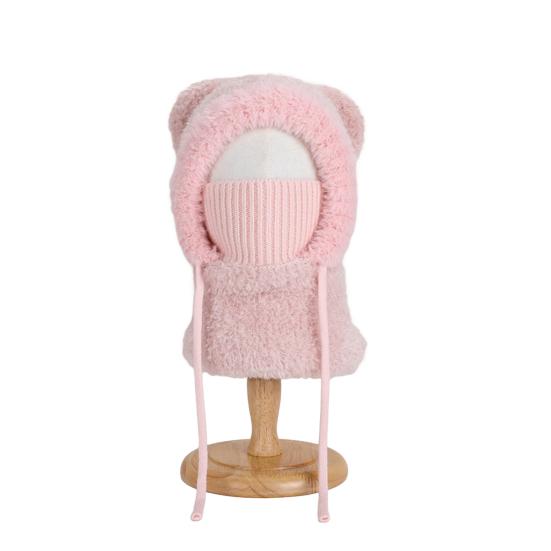 Children Hat Plush Bear Ear Styling Warm Windproof Winter Hat with Face Guard Neckerchief Function Vertical Headgear