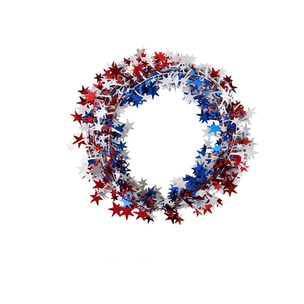 American Independence Day Decoration Star Party Colored Bar Iron Wire Red Blue Pentagram Flower