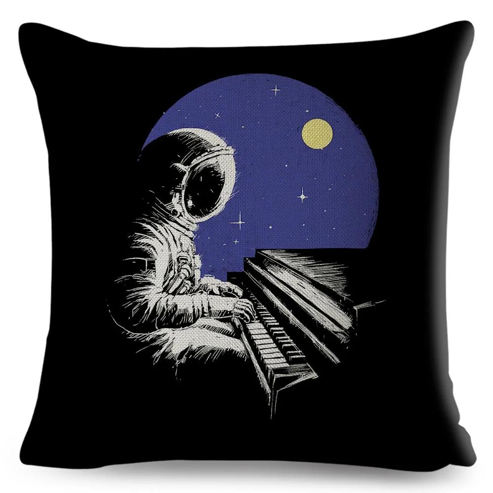 Cartoon Astronaut Sports Cushion Sofa Home Decoration Kids Room Planet Music Pillowcase