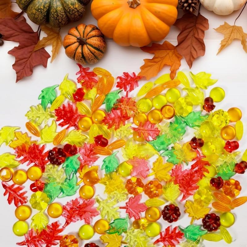 100Pcs Autumn Themed Vase Fillers Shatterproof Acrylic Decoration Piece For Fall Festival Thanksgiving Decorations
