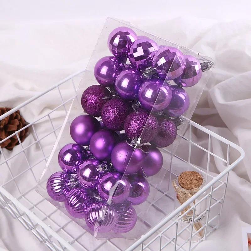 Weihnachtsbaumdekoration 4cm Kunststoff Galvanisierte Kugel Hängender Anhänger 36 Stück Farbige Runde Kugel Weihnachtsbaum Haus Party Zubehör