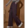Coolhut25 New Autum Women's Fashion Casual Versatile Plaid Coffee Plaid Wide-Leg Straight Casual Pants