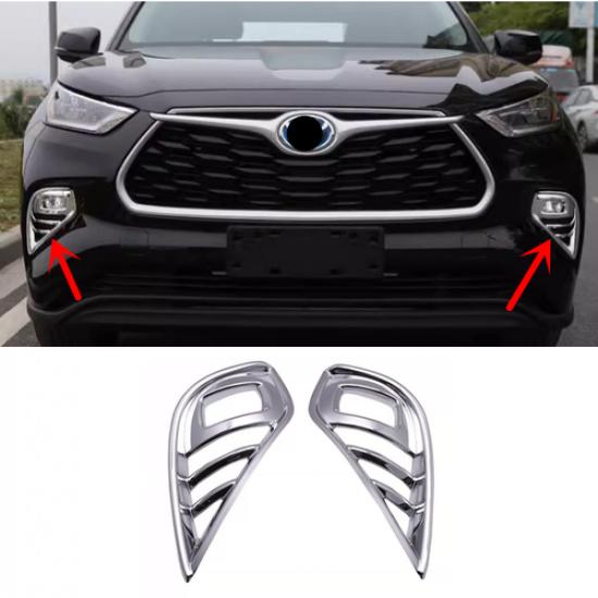 ABS Chrome Front Fog Light Lamp Cover Trim for Toyota Highlander -2024