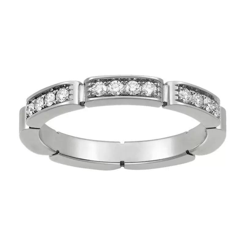 Chain shaped single row diamond ring, high-end micro inlaid high carbon diamond, personalized and fashionable Electroplating Unisex Gift