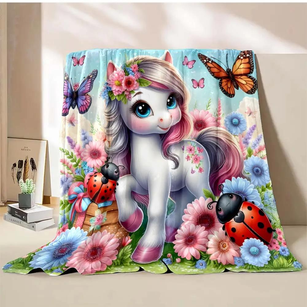 1PC Cute Unicorn Printed Cartoon Blanket Warm Soft and Comfortable Home Travel Blanket Sofa Bedding Cover Blanket Girls Gift