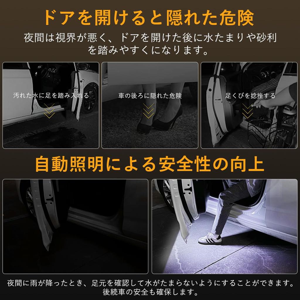 Futwod Door Open/Close Warning Light, 7 Color Changes, Car Door Light, LED Courtesy Lamp,