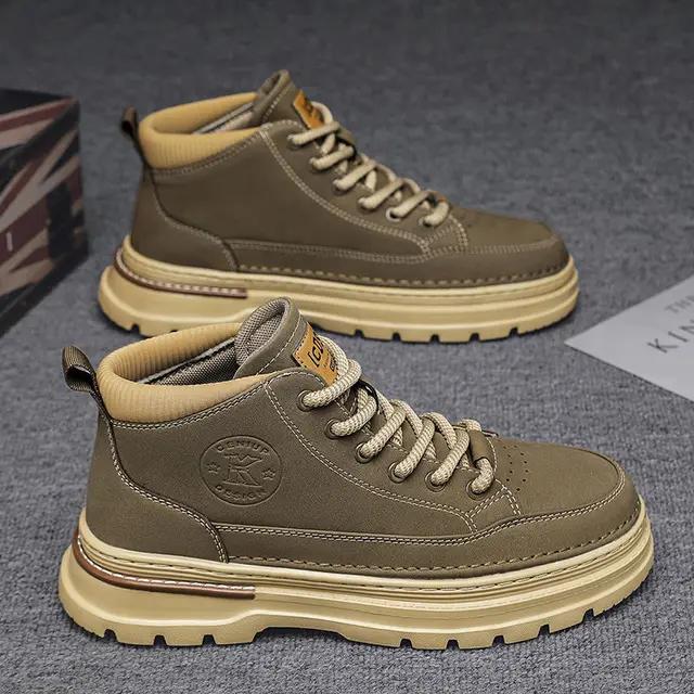 2025 Autumn/Winter New Men's Shoes UK Retro Casual Work Boots Trendy Low Cut Comfortable Anti Slip Lace Short Ankle Boots